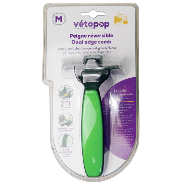 Peigne réversible 2-en-1 pour chien et chat